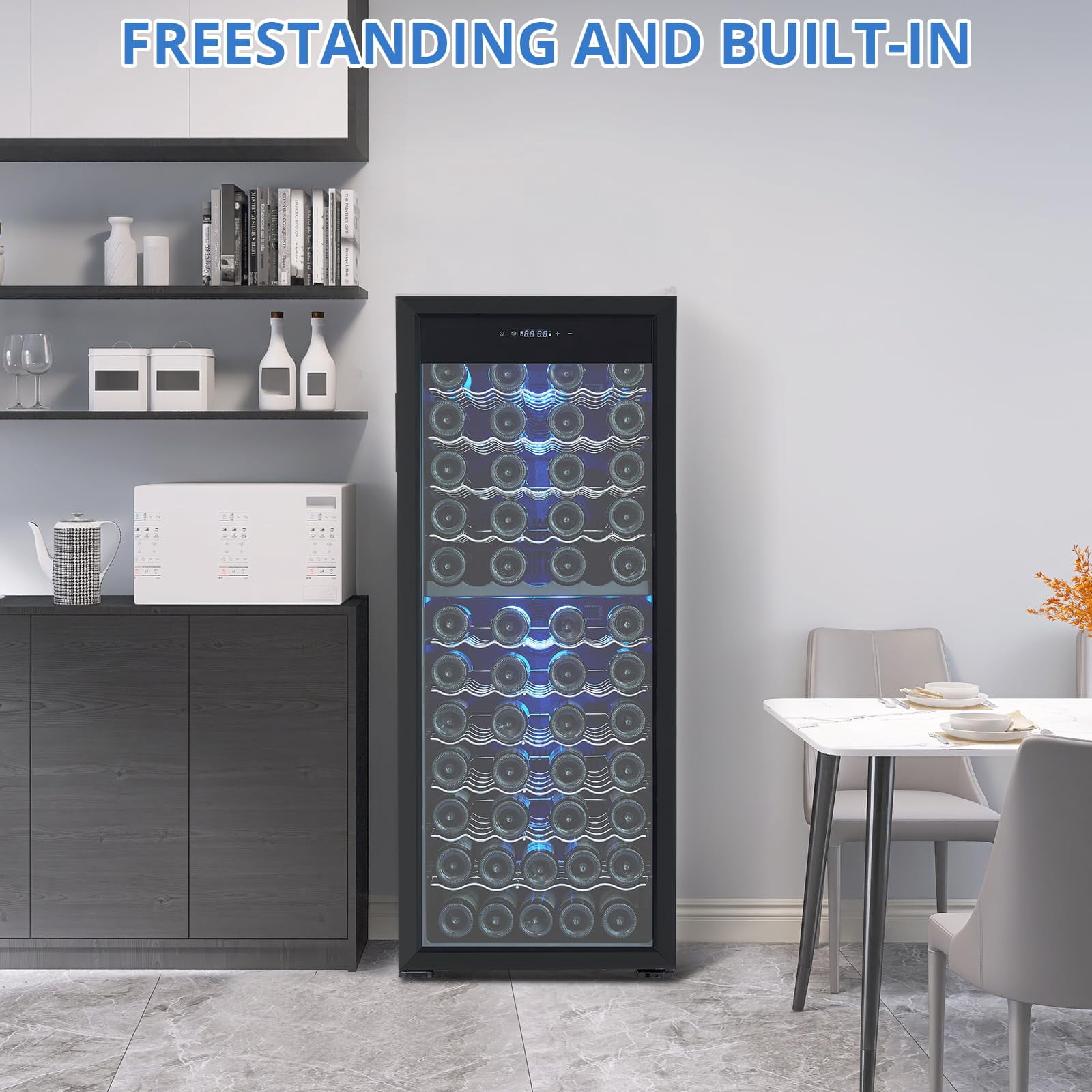 2025 New 80 Bottle Compressor Wine Cooler Refrigerator, Wine Fridge with Adjustable Shelves & Digital Temperature Display, 41-64℉, Large Freestanding Wine Cellar for Red White Wine, Champagne, Beer