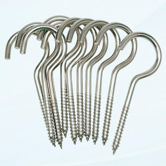 Sickle 4 Inch Heavy Duty Large Screw Hook Ceiling Hook Cup Hook Silver 10pcs