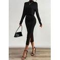 thumbnail image 4 of PRETTYGARDEN Turtle Neck Dresses for Women Fall Knit Outfits Slit Elastic Waist Long Sleeve Bodycon Midi Sweater Dress, 4 of 10
