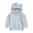 thumbnail image 2 of Otqutp Toddler Baby Boys Girls Cute Ear Solid Long Sleeve Hoodie Sweatshirt Top Kids Cute Ear Hoody Tops Pullover Fall Winter Clothes(Grey,2-3 Years), 2 of 4