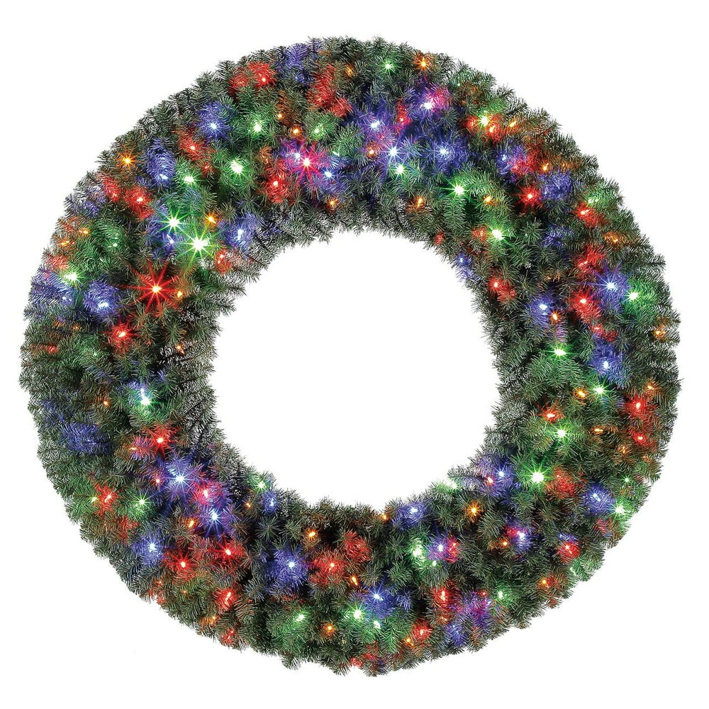 Home Heritage Foliage Plastic Holiday Corner Multicolor Prelit LED Wreath, (Green) Walmart