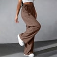 thumbnail image 3 of Women's High Waisted Wide Leg Pants with Pockets - Solid Color Pleated Elastic Loose Fit Casual Trousers, S-2XL, 3 of 4
