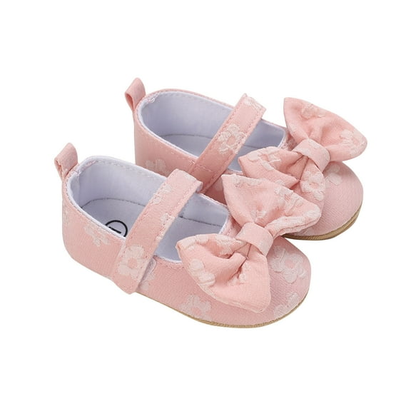 Xfvqtps Baby Girls Walking Shoes Mary Jane Flower Bowknot Cute Princess Sweet Soft Sole Cloth Infant Shoes Summer New Toddler Sandals Outside Wear Non Slip Breathable Shoes Pink
