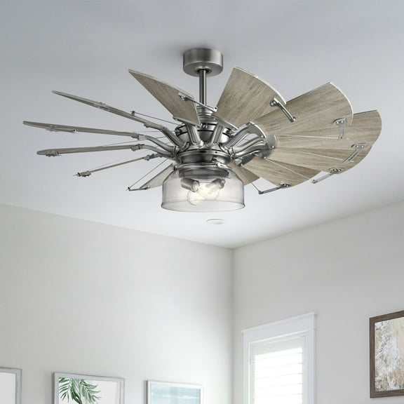 Luxury Tuscan Ceiling Fan, Small Size: 7.5''H x 11.084''W, with Old World Style Elements, Antique Nickel Finish, UHP9481 from the Saybrook Collection by Urban Ambiance