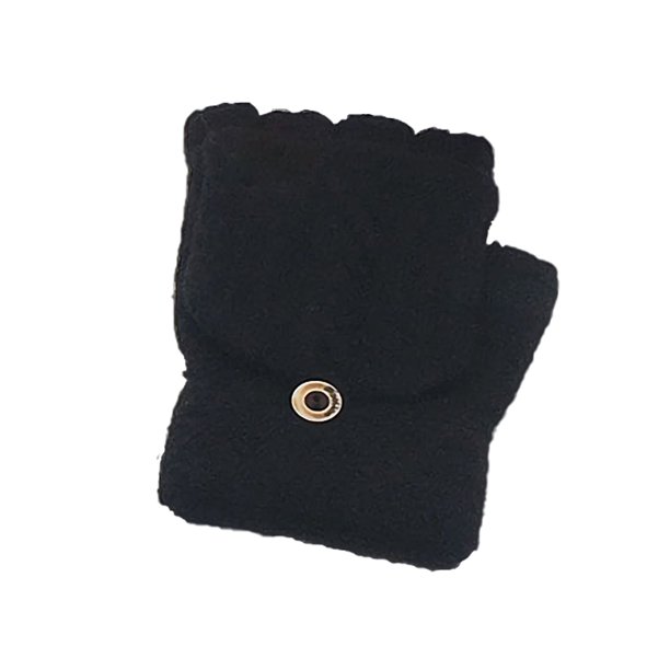 Soidarity 1 par de guantes de invierno para mantener el calor con solapa, guantes de punto para senderismo al aire libre, mitones sin dedos 2 en 1, rosa Deportes de nieve negro Soidarity OD000499-02