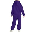 thumbnail image 6 of Huankd Sweatsuits Women 2 Piece Outfit Comfort Fleece Oversized Hoodie Jogger Sweatpants Set Athleisure Matching Sweat Sets Dark Purple M, 6 of 6