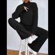 thumbnail image 5 of Conjuntos de 2 Piezas para Mujer para Otoño: Suéter de Punto de Viaje, Pantalones Anchos y Chándal para Estar en Casa. Negro L, 5 of 7