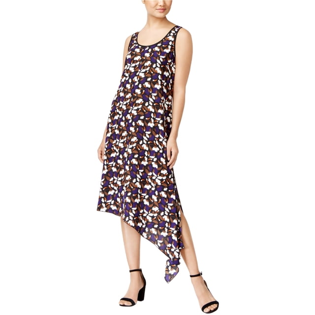 Anne Klein Womens Printed Asymmetrical Dress, Multicoloured, X-Small