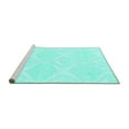 thumbnail image 2 of Ahgly Company Machine Washable Indoor Round Solid Turquoise Blue Modern Area Rugs, 4' Round, 2 of 4