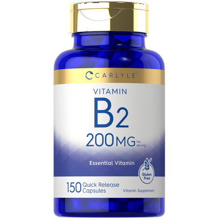 Vitamin B-2 | Riboflavin | 200mg | 150 Count | Vegetarian, Non-GMO & Gluten Free | by Carlyle