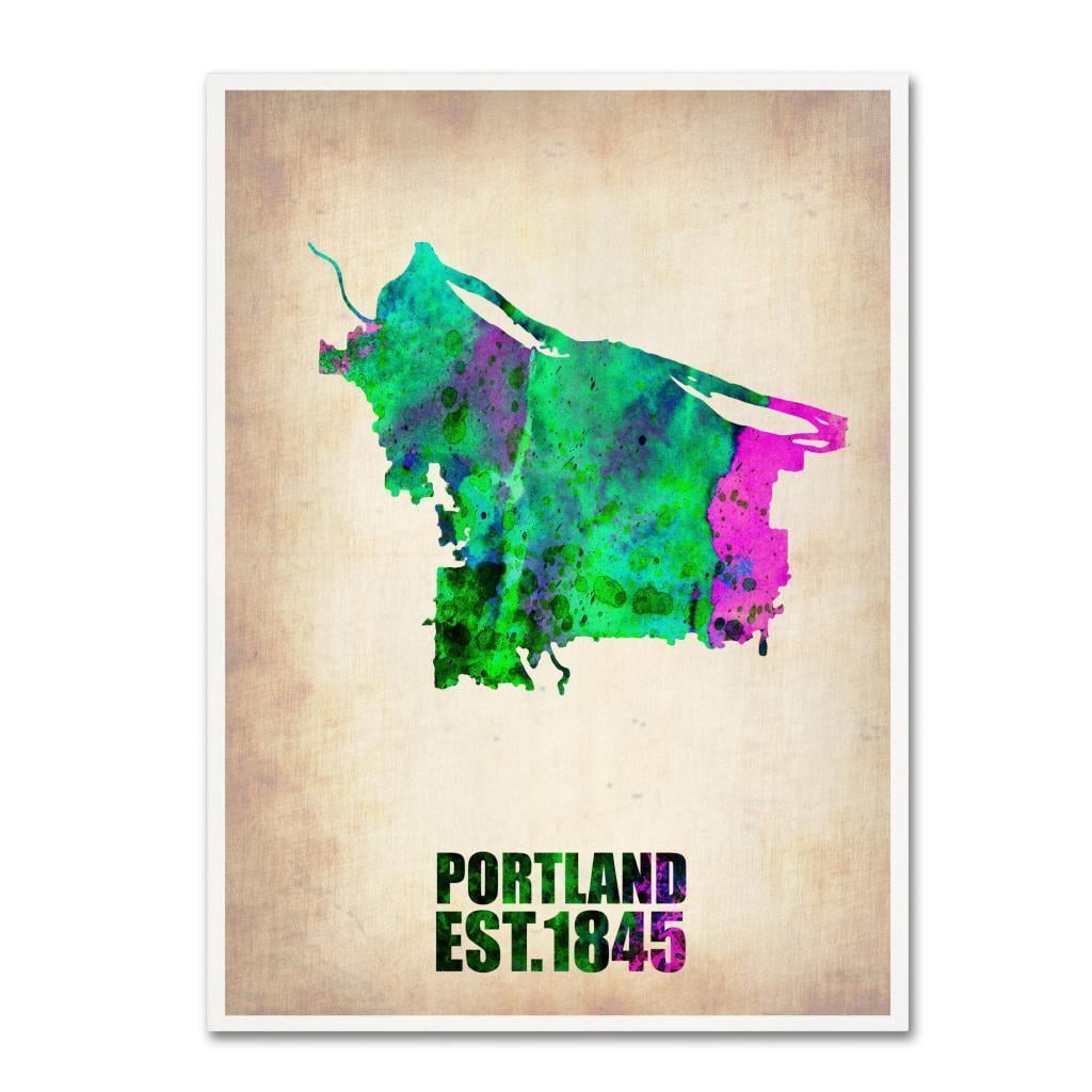 Trademark Fine Art "Portland Watercolor Map" Canvas Art by Naxart