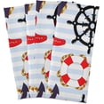 thumbnail image 4 of Marine Anchor Pattern Tea Towels Set of 6 Steering Wheel Lifebuoy Kitchen Dish Cloth with Hanging Loop, 18"x28"Lint-Free Absorbent Towel for Kitchen Drying Wiping and Cleaning, 4 of 5