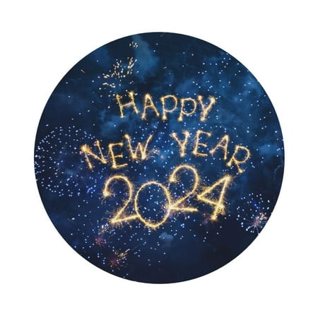 

Cauagu Beautiful New Year 2024 for Round Coaster Drink Coasters Set of 4 Leather Bar Beer Beverage Cup Mat for Drinks for Tabletop Protection & Coffee Table Decor