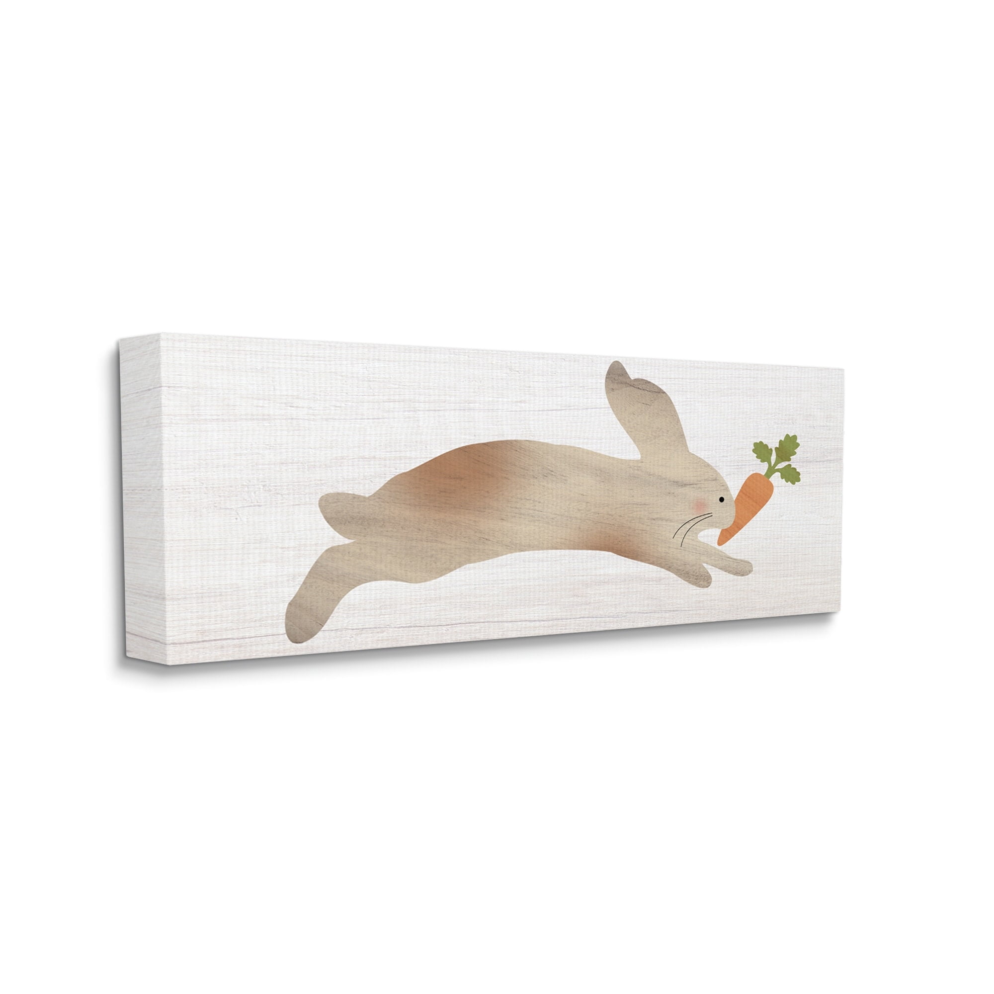 Stupell Industries Rabbit & Carrot Grain Pattern Animals & Insects Painting Gallery Wrapped Canvas Print Wall Art