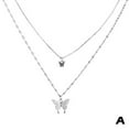 thumbnail image 5 of Double Crystal Butterfly Silver Gold Chain Necklace Women Christmas Gift`~ U8T7, 5 of 9