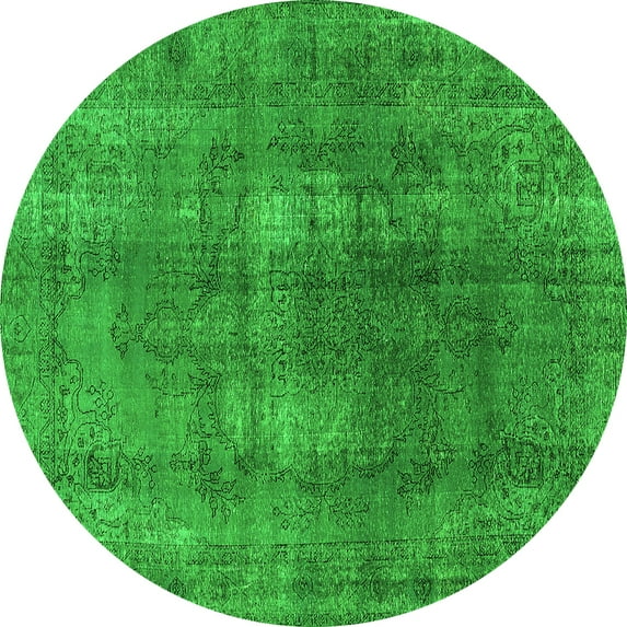 Ahgly Company Indoor Round Oriental Green Industrial Area Rugs, 6' Round