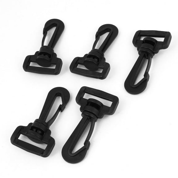 Unique Bargains Luggage Briefcase Bag Belt Strap Black Plastic 1" Swivel Rotary Snap Hooks Buckle 5 Pcs