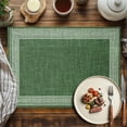 thumbnail image 2 of Placemats Set of 4, Dark Green Linen Key Design Place Mats Geometric Back Print Tablemats Washable Placemat Table Decoration for Kitchen Table Dinner Party Home Decor Indoor Outdoor 13x19 Inch, 2 of 9
