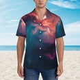 thumbnail image 2 of Balery Cosmic Paint Swirl Camisas hawaianas de manga corta para hombre, camisas playeras de corte holgado, camisas de vacaciones con botones,Large, 2 of 7