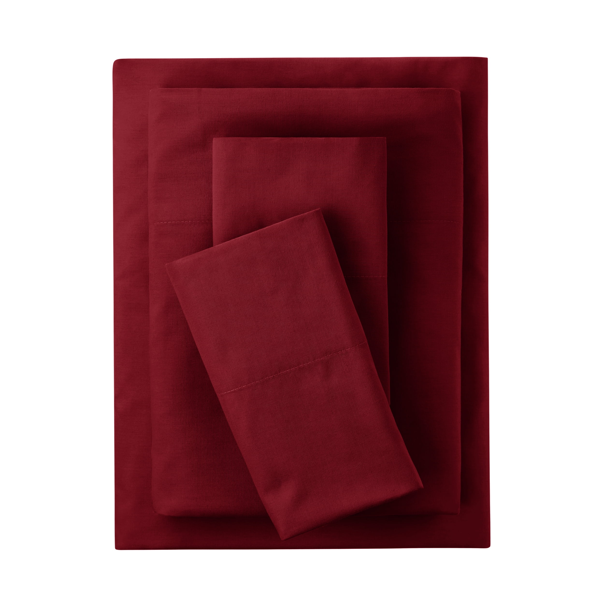 Mainstays 4-Piece 300 Thread Count Luscious Merlot CVC Cotton Blend Bed Sheet Set, King , Adult / Teen