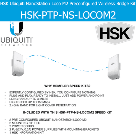 Ubiquiti NanoStation Loco M2 Preconfigured Wireless Bridge Kit for Sharing Internet With Remote Buildings