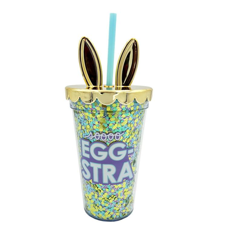 Packed Party 'so Egg-Stra' Easter Confetti Filled 18oz. Straw Tumbler,  Bunny Lid