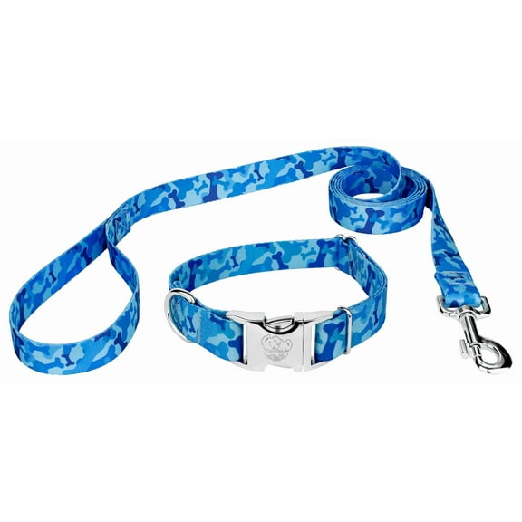 Country Brook Petz® Premium Blue Bone Camo Collar and Leash, Large