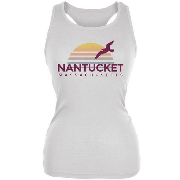 Beach Sun Nantucket Massachusetts Juniors Soft Tank Top White SM