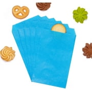 200 Pack Sky Blue Flat Greaseproof Paper Cookie Bags for Bakery Treats Candies Dessert Chocolate Party Favor 4 x 6 Inch