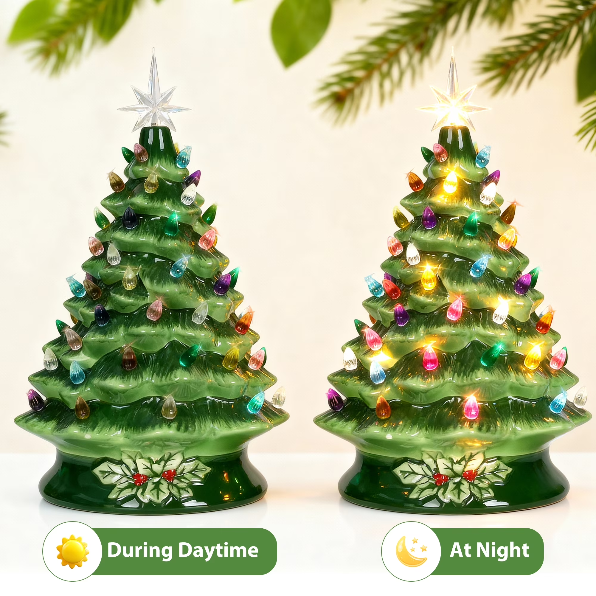 Sugift 15-Inch Pre-Lit Ceramic Tabletop Christmas Tree photo 2