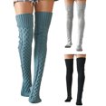thumbnail image 4 of Opperiaya Female Knitted Stocking Solid Color Knee-High Socks Long Tube Socks, 4 of 4