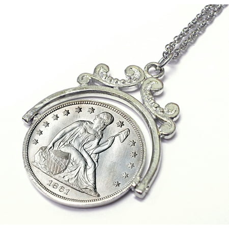 American Coin Treasures Civil War Silver Seated Liberty Coin Spinner Pendant