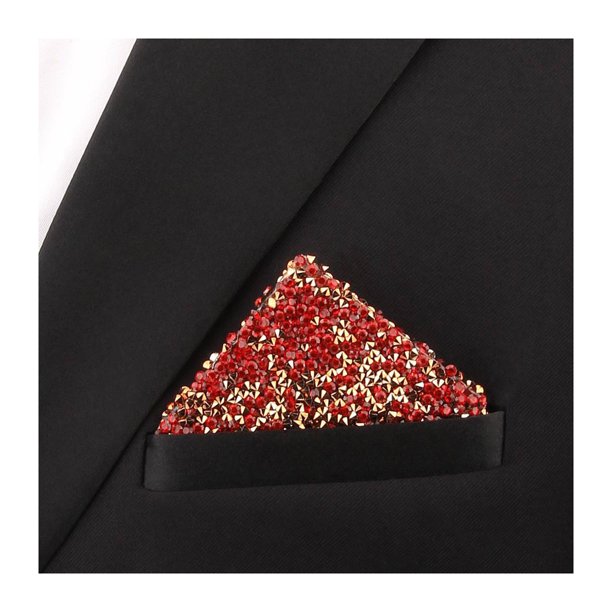 Pañuelo de bolsillo con diamantes de imitación para hombre, predoblado, brillante, ideal para blazers, esmóquines, bodas, citas y atuendos formales.