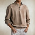 thumbnail image 2 of Mens Polo Shirts Casual Long Sleeved Solid Color Button Collared Tops Thin Loose Fit Breathable Mens Dress Shirts, 2 of 5