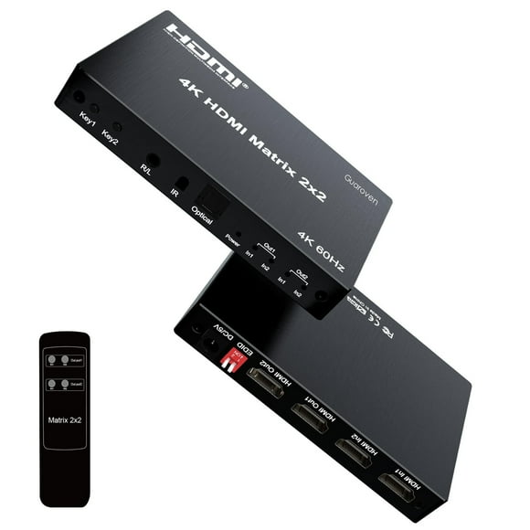 4K HDMI Matrix Switch 2x2 with Audio Extractor and IR Control