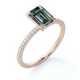 thumbnail image 4 of JeenMata Solitaire 1.25 Carat Emerald Cut Lab Created Alexandrite and Moissanite Semi Eternity Pave Engagement Ring - 18k Rose Gold over Silver, 4 of 4