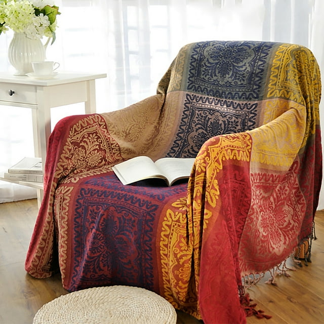 Muyoka Manta Jacquard para sofá, sillón, manta de cama individual de chenilla, colcha, funda para sofá y silla, manta de viaje para cama, sofá, silla suave de 150x190cm Muyoka Hogar