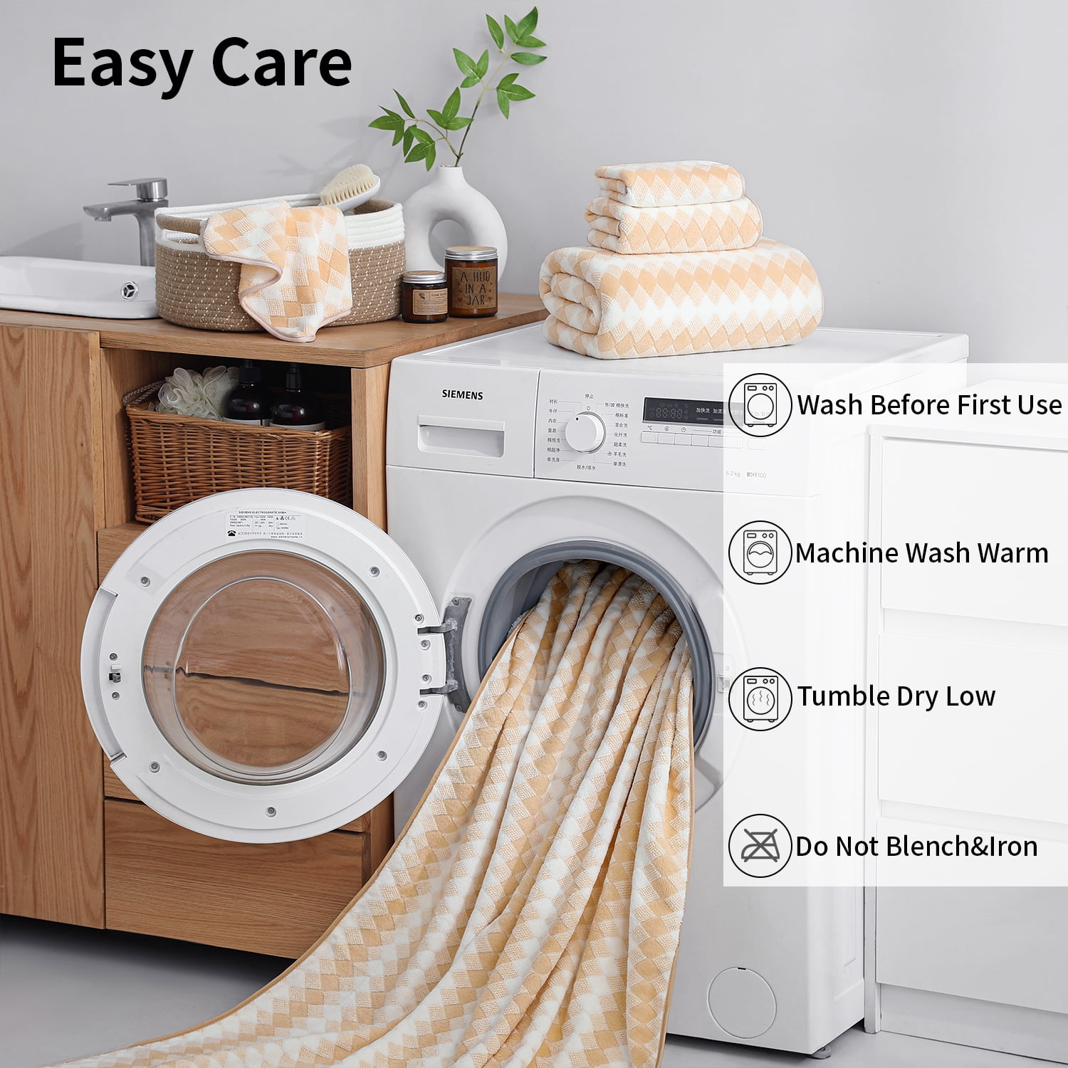 Beartech 8 Piece Microfiber Bath Towel Set 2 Oversized Bath Sheet,2 Hand Towels and 4 Washcloths| Ultra Soft & Less lint,Highly Absorbent Quick Dry Shower Towel For Bath Hotel-Apricot Yellow