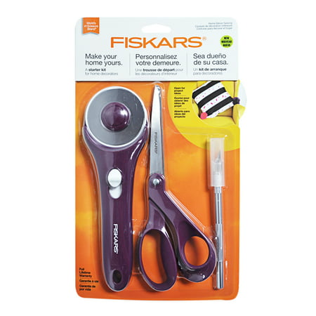 Fiskars Home Decor Sewing Fashion Starter Set 3pcs-Rotary Cutter, Knife & 8