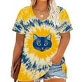 thumbnail image 3 of JTZGDY Plus Size Womens Summer Tops Vintage Printed Short Sleeve Round Neck Graphic T-Shirts Loose Fit Blouses Trendy Oversized Soft Cotton Tees Multicolor#22 XXXL, 3 of 6