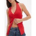 thumbnail image 2 of SUNSIOM Women's Knit Halter Tank Tops Solid Color Ribbed Backless Split Hem Slim Vest Streetwear, 2 of 6