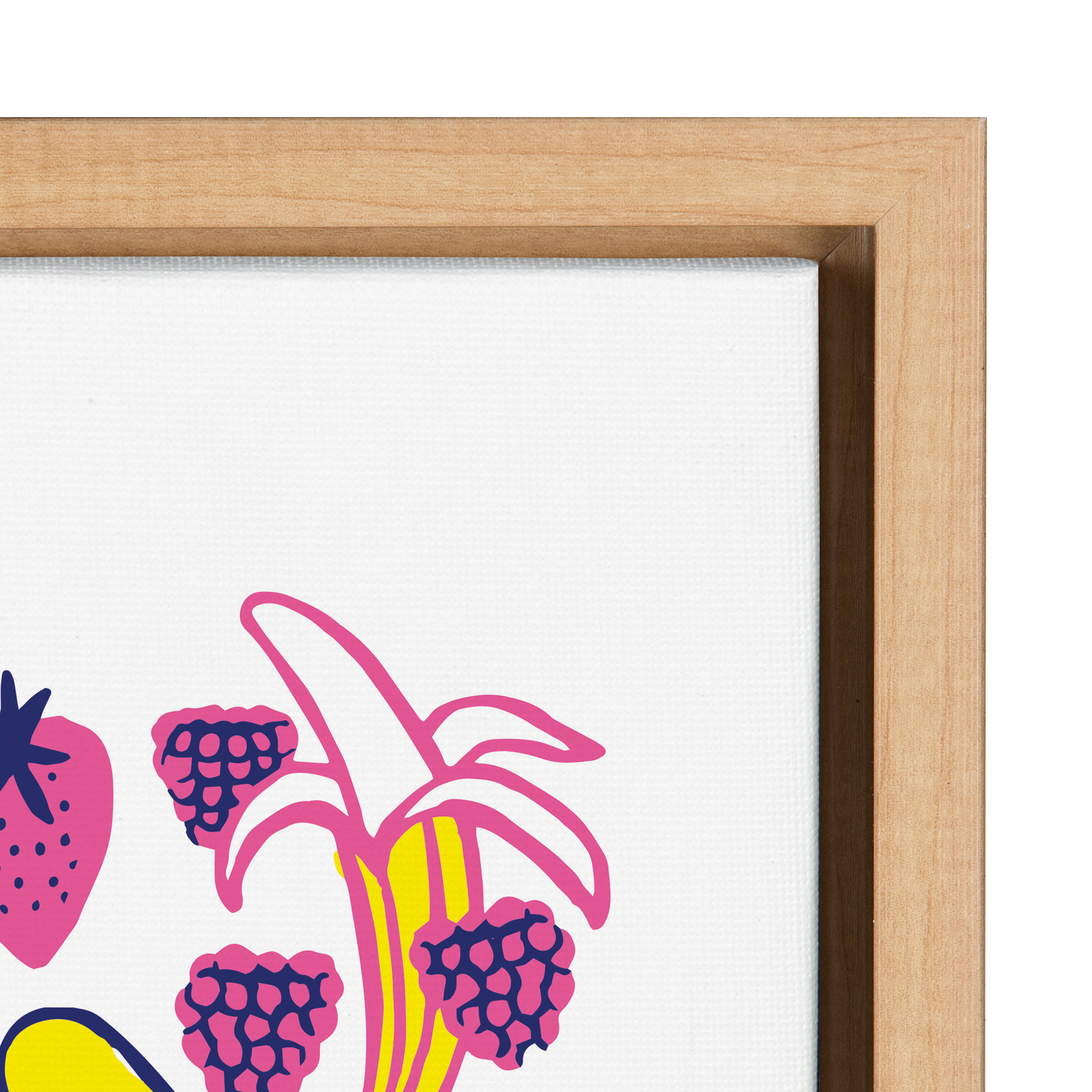 Kate and Laurel Sylvie Here for the Snacks Framed Canvas Wall Art by Maria Filar, 18x24 Natural, Cute Humorous Art for Wall