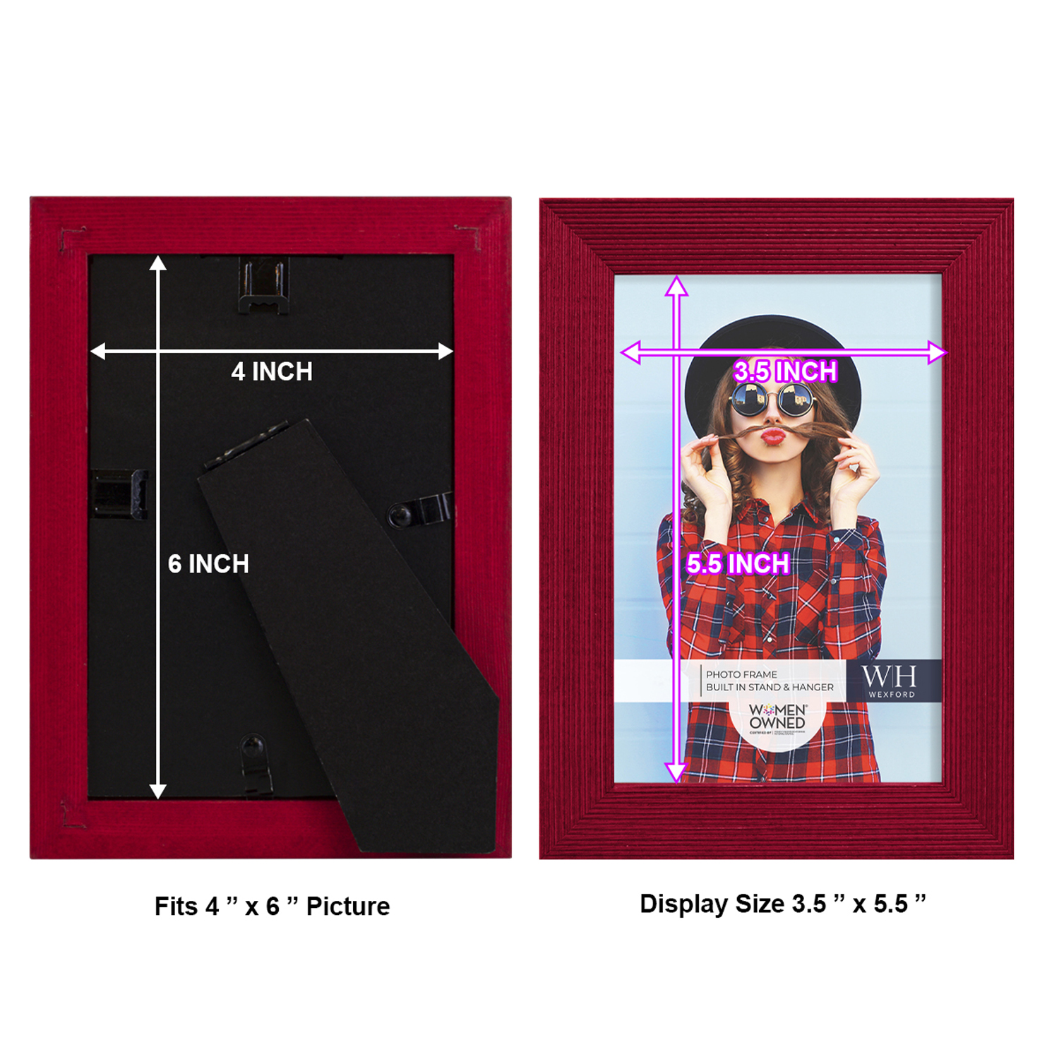 Grooved 4 in. x 6 in. Red Picture Frame (Set of 2)