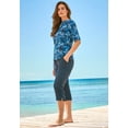 thumbnail image 3 of Swim 365 Women's Plus Size Three-Quarter Sleeve Swim Tee, 3 of 5