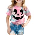 thumbnail image 4 of PEASKJP Girls T Shirts Short Sleeve Girl's Short Sleeve Crewneck T Shirt Halloween Clothes (Light Pink,6-7 Years), 4 of 5