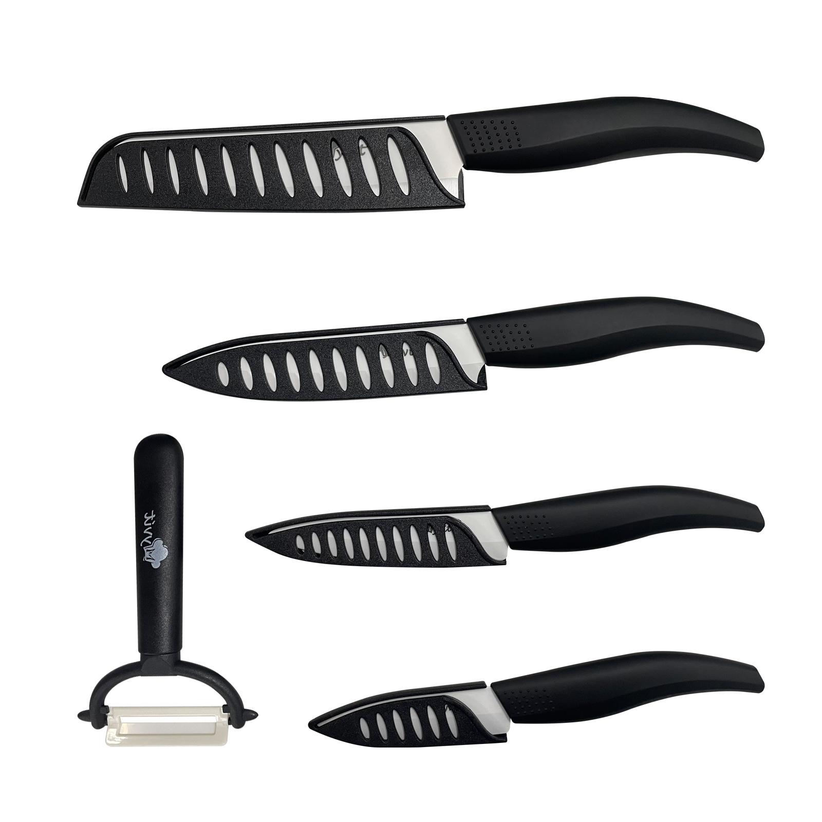 Rust Proof Ceramic Knife with Cover for Home Kitchen, 5 Piece