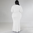 thumbnail image 5 of AURA Women Plus Size V Neck Irregular Dress Long Sleeve Sexy Party Night Dress, 5 of 6