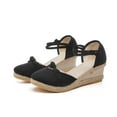 thumbnail image 4 of Njoeus Women's Espadrilles Closed Toe Ankle Strap Dressy Platform Wedge Sandals Summer Dress Shoes, 4 of 10