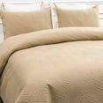 thumbnail image 3 of Whale Flotilla Microfiber Queen Size (96x90 inches) Quilt Set Lightweight Ultrasonic Quilted Bedspreads Coverlets Set with Classic Pattern, Camel, 3 Piece (1 Quilt, 2 Pillow Shams), 3 of 7
