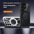 thumbnail image 2 of For Samsung Galaxy S25 Ultra Case Magnetic Kickstand Hollow Heat Dissipation Silicone + PC + Metal B, 2 of 5